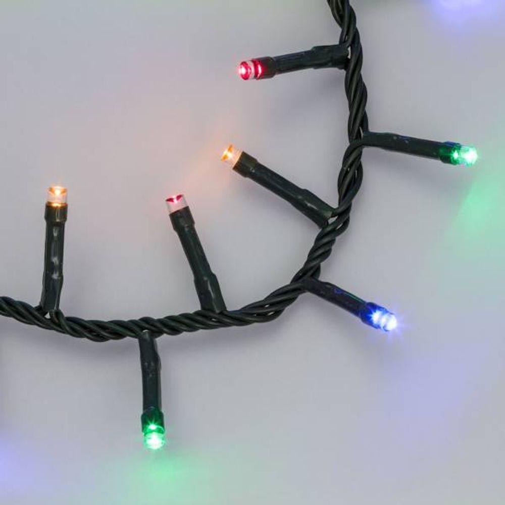 Guirlande 30m 1500 led mini boa multicolore minuteur 8 programmes câble vert foncé lotti