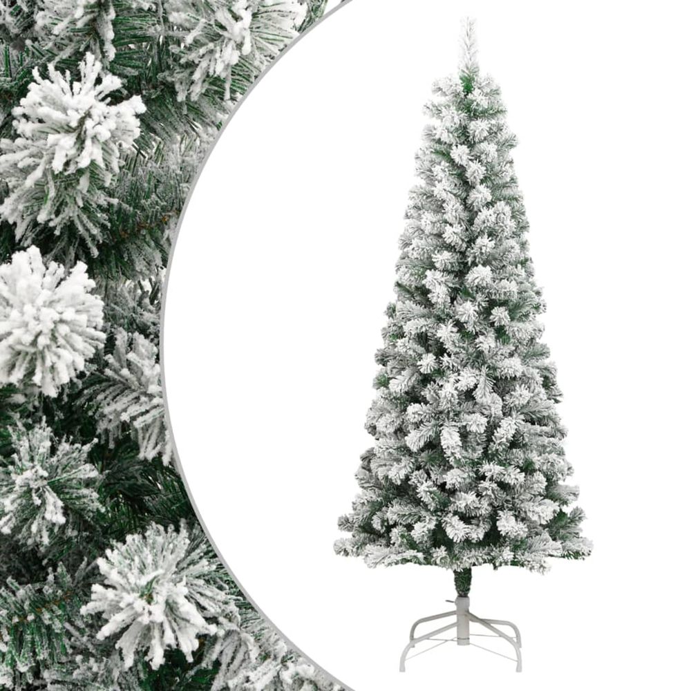Sapin de noël artificiel à charnières avec neige floquée 210 cm