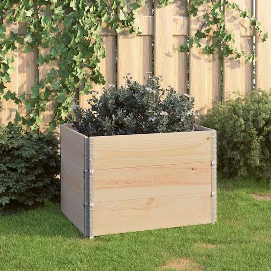 Lot 3 jardinières empilables bois pin massif potager modulable extérieur 60x80cm