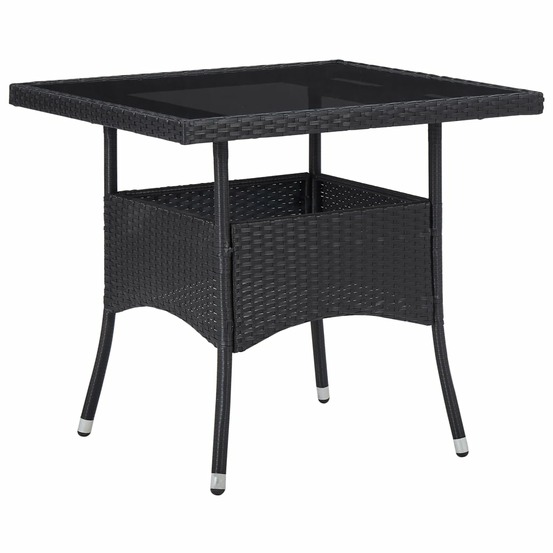Ensemble à manger de jardin 3 pcs noir résine tressée et verre