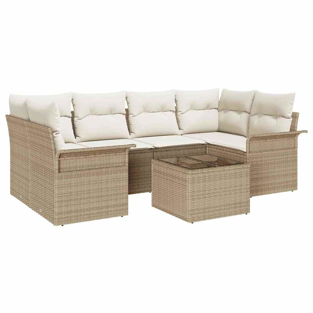 Ensemble de canapé de jardin 7 pcs 6-seater beige et crème