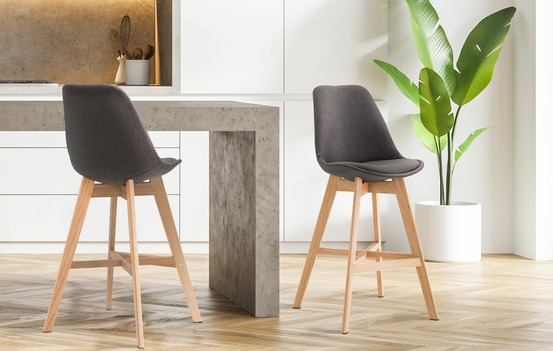 Lot de 2 tabourets de bar cannes tissu naturel