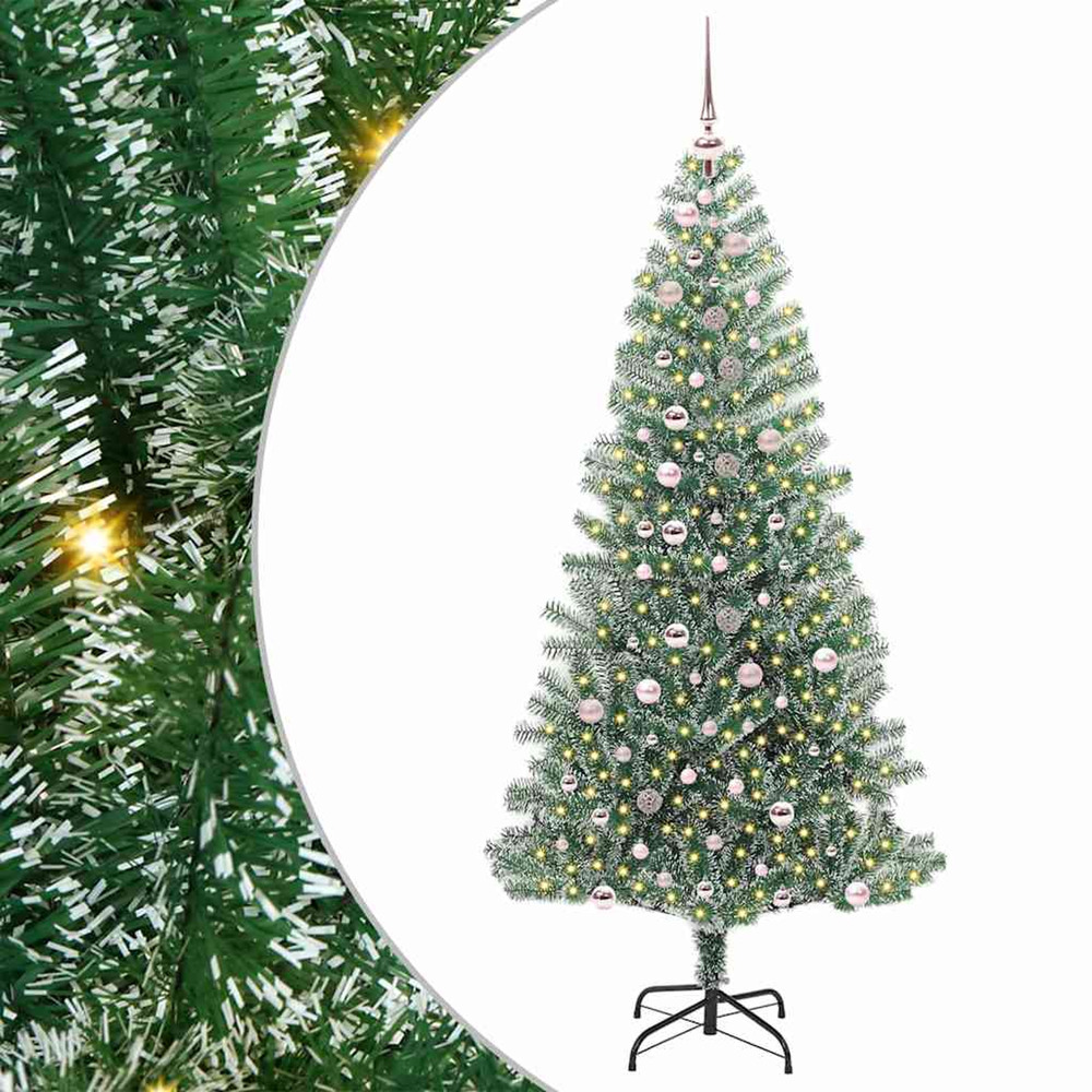 Arbre de noël artificiel floconné de neige avec lumière led