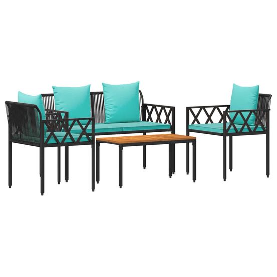Ensemble de meubles d'extérieur 4 pcs noir et turquoise