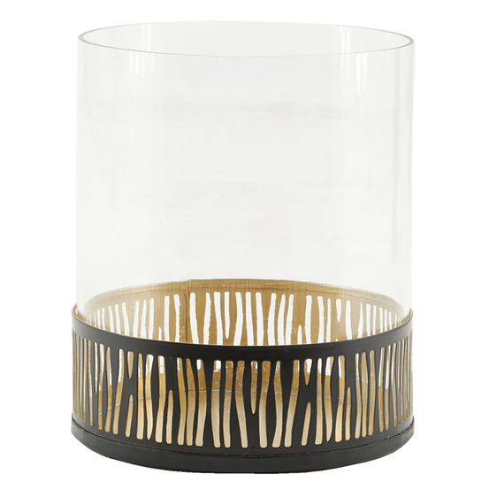 Photophore en métal et verre zebré