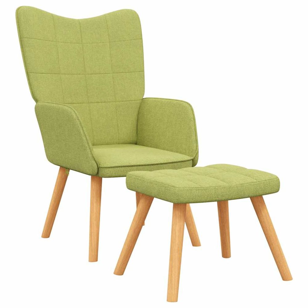 Chaise de relaxation avec tabouret vert tissu