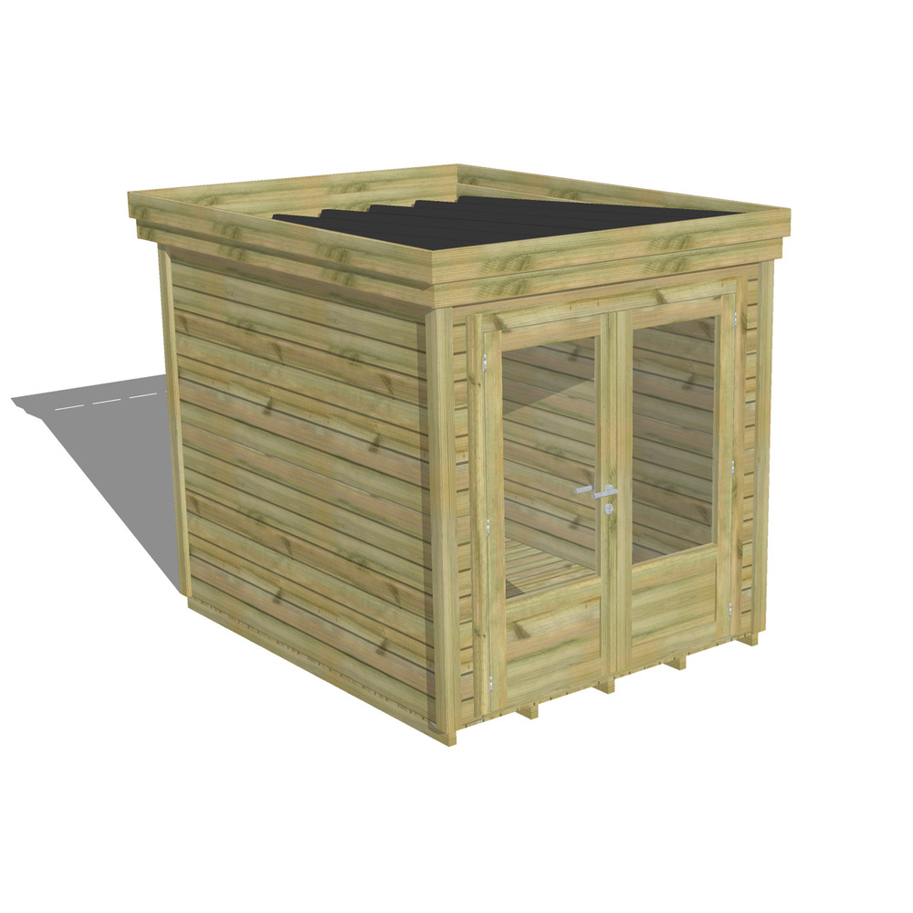 Abri de jardin bois pin traité autoclave 27mm - 2,14x2,64m / 6m2 - bac acier - plancher bois