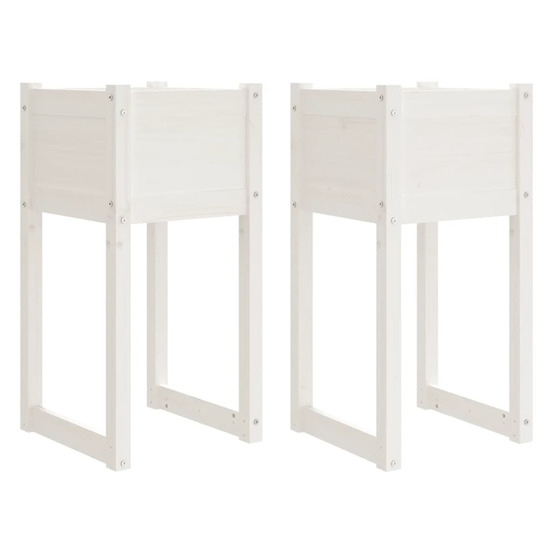 Jardinière d'extérieurs 2 pcs blanc 40x40x81 cm bois massif de pin