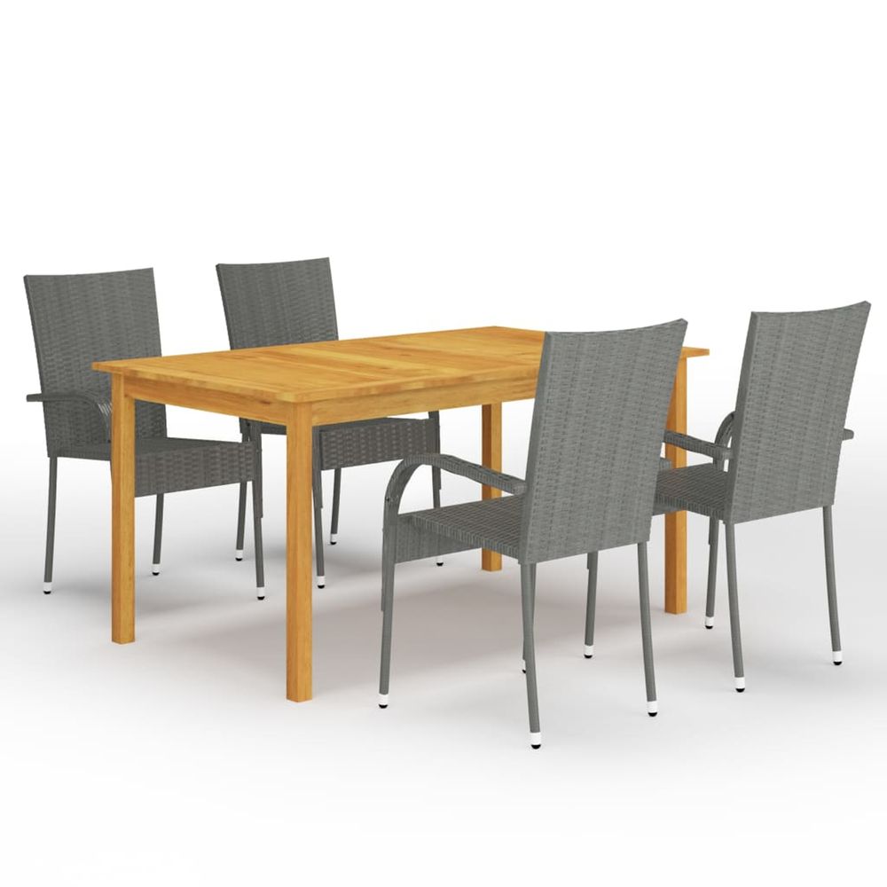 Ensemble à manger de jardin 5 pcs gris