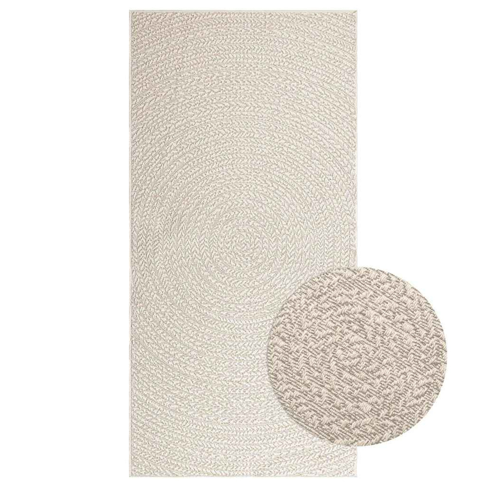 Tapis zizur crème 100x200 cm aspect de jute intérieur extérieur
