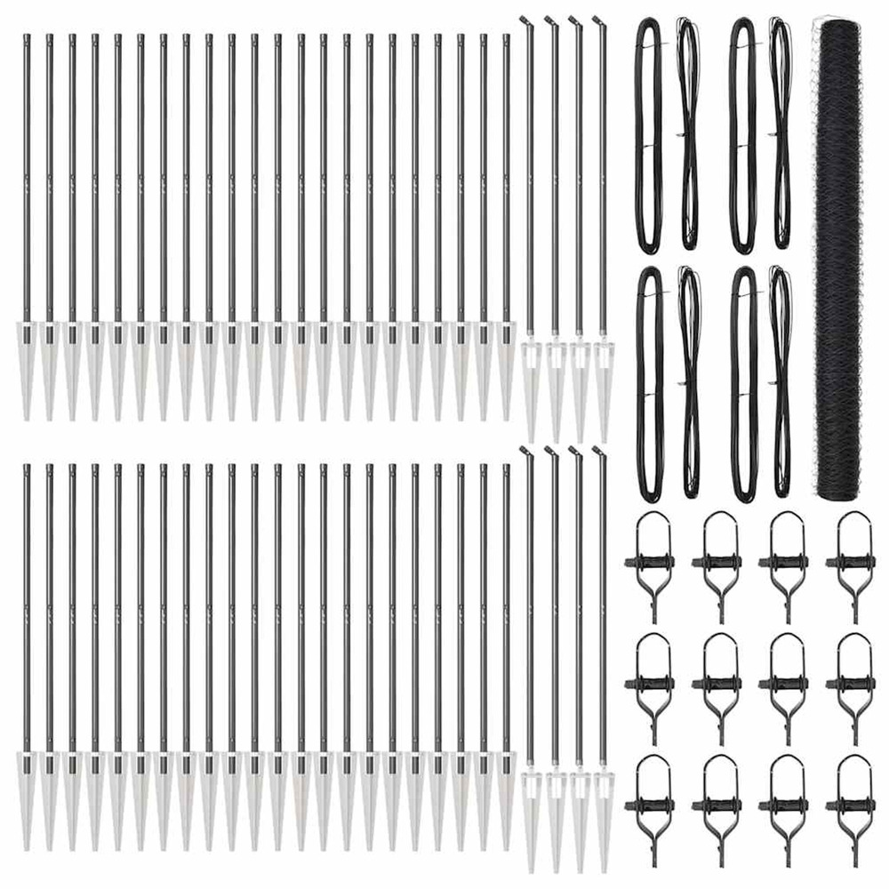 Poteau de clôture. Gris 100 x 1,6 m (maille de 36 mm)