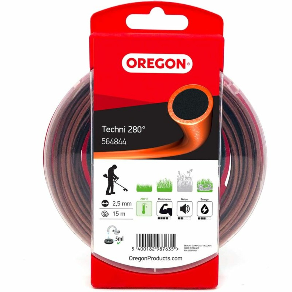 Fil débroussailleuse rond techni 280° marron/noir ø2.5mm/15m oregon 564844