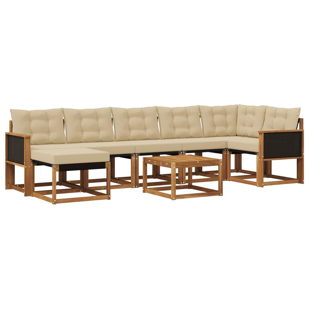 Ensemble de canapés d'extérieur 8 pc naturel et beige