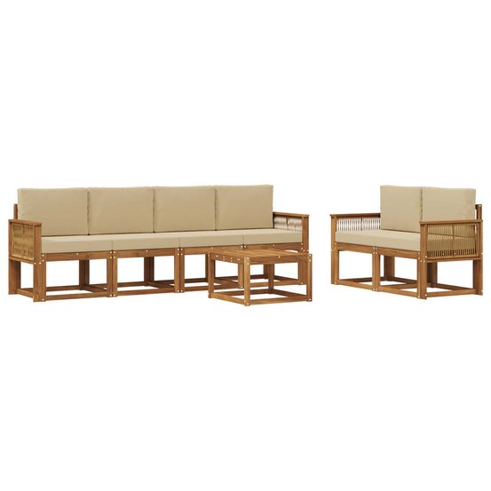 Ensemble de canapés d'extérieur 7 pc naturel et beige polyester