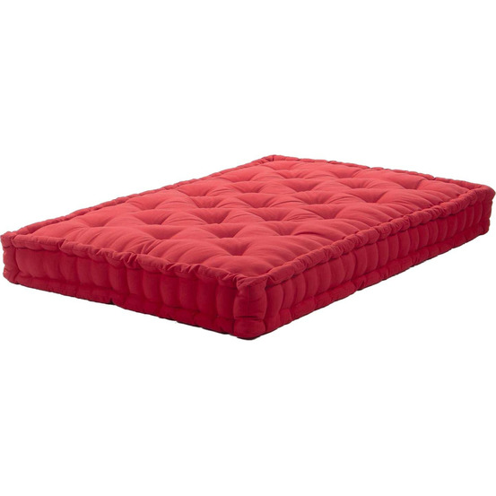 Coussin de palette en coton coloré 120 x 80 cm rouge