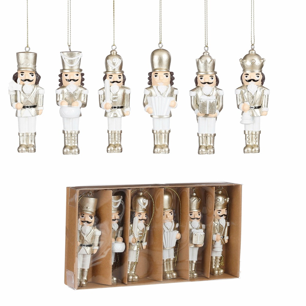 Mica decorations - ornament casse-noissette or h10,5 - lot de 6