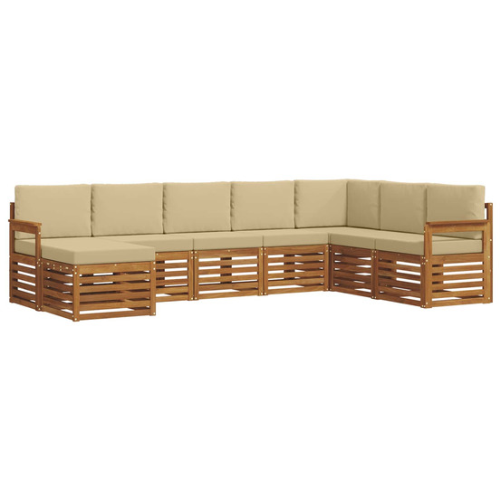 Ensemble de canapé d'angle avec coussin 8 pcs naturel et beige