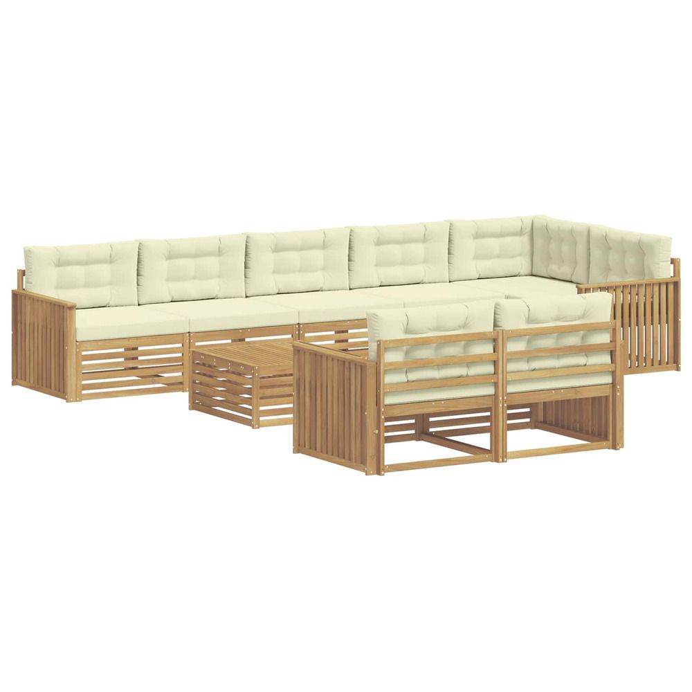 Ensemble de canapés d'extérieur 9 pc blanc et crème polyester