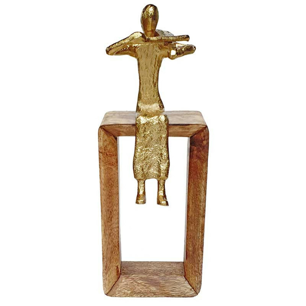 Figurine musicien bois doré 11x11x31cm