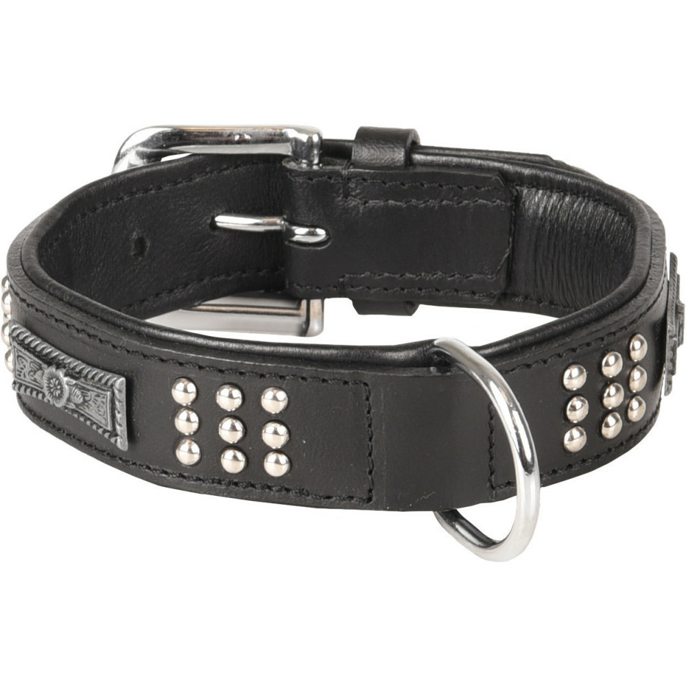 Collier cuir sedona noir taille s/m 31-35 cm pour chien.