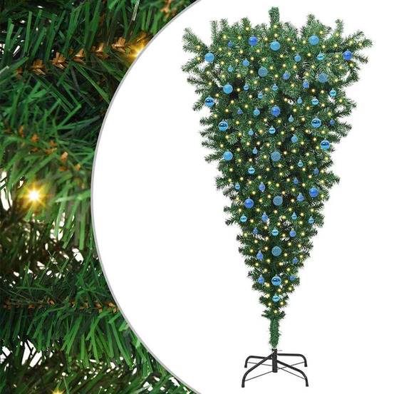 Arbre de noël artificiel pré-éclairé à l'envers avec ensemble de boules