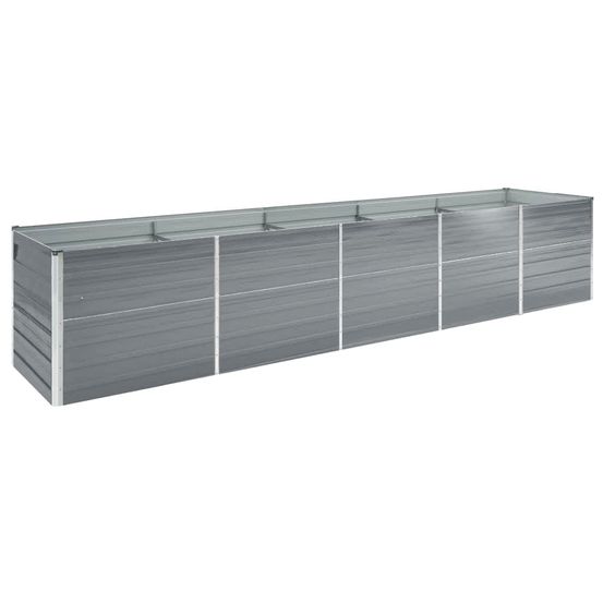 Grand carré potager acier galvanisé pour jardin gris 400x80x45 cm