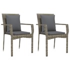 Chaises de jardin avec coussins 2 pièces résine tressée gris