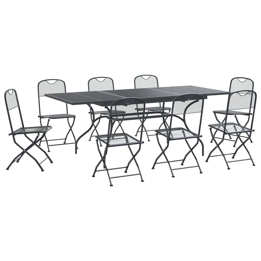 Ensemble de salle à manger pour jardin 9 pc anthracite