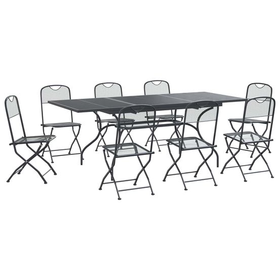 Ensemble de salle à manger pour jardin 9 pc anthracite