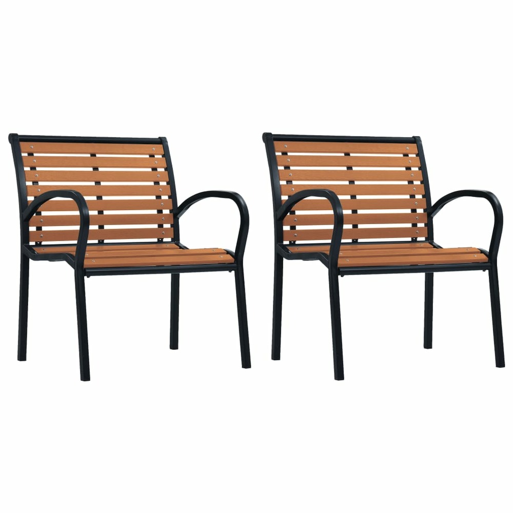 Chaises de jardin 2 pcs acier et wpc noir et marron