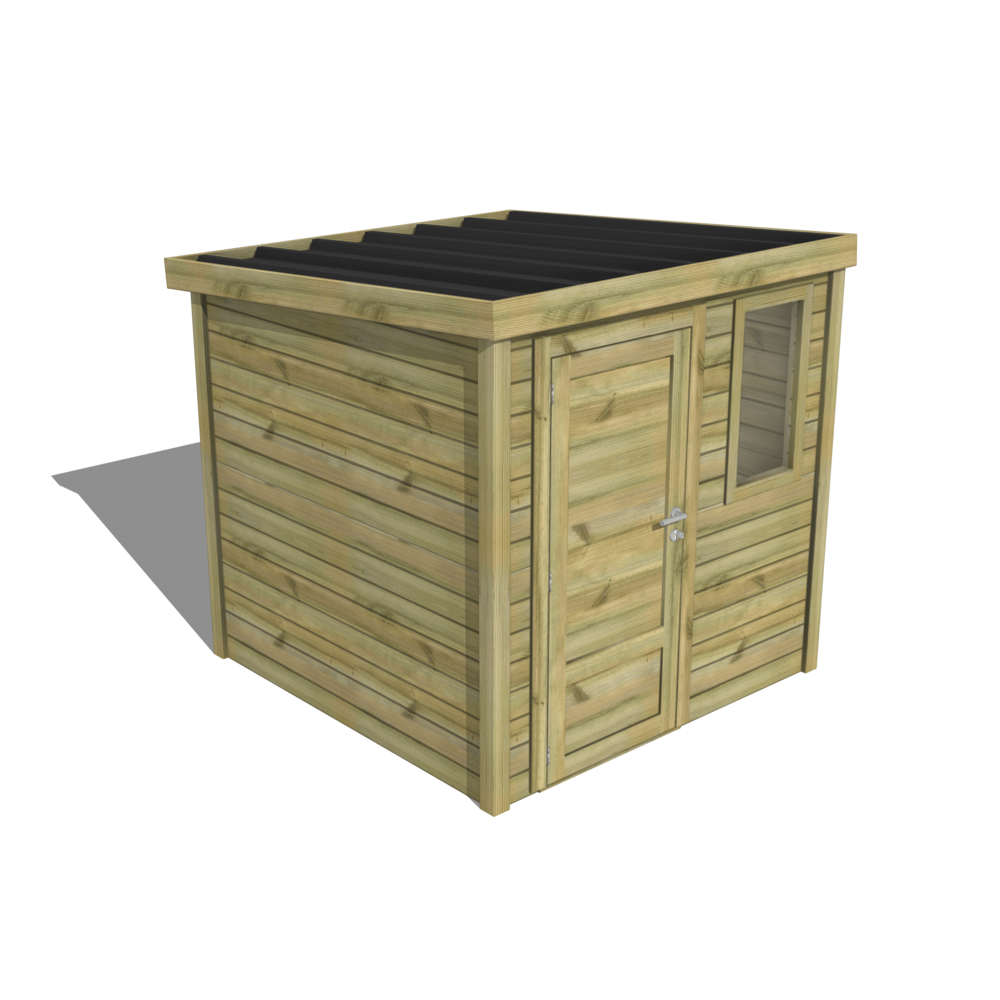 Abri de jardin bois pin traité autoclave 27mm - essentiel - 2,14x2,14m / 5m2 - bac acier - abri français