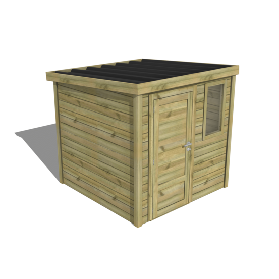 Abri de jardin bois pin traité autoclave 27mm - essentiel - 2,14x2,14m / 5m2 - bac acier - abri français