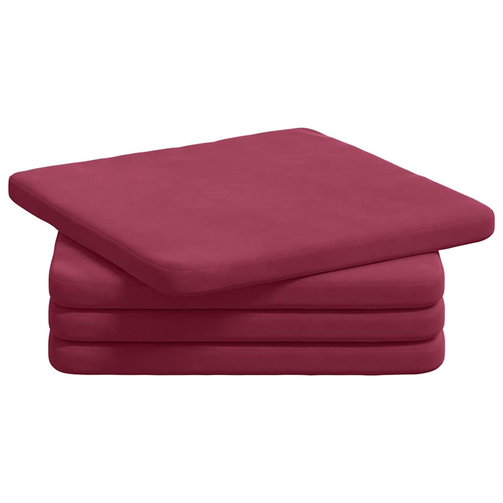 Coussins de siège 4 pcs bordeaux 40 x 40 x 3 cm velours