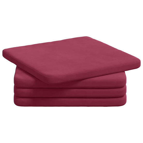 Coussins de siège 4 pcs bordeaux 40 x 40 x 3 cm velours