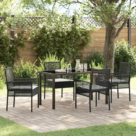 Ensemble de salle à manger pour jardin 5 pcs noir polyrotin