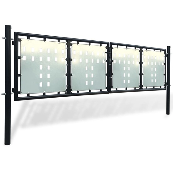 Portail de clôture noir à une porte 300x75 cm
