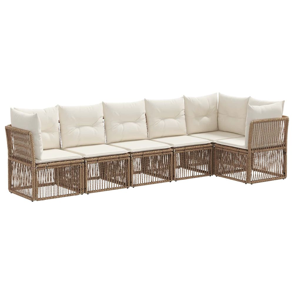 Ensemble de canapé de jardin 6 pc beige polyrotin
