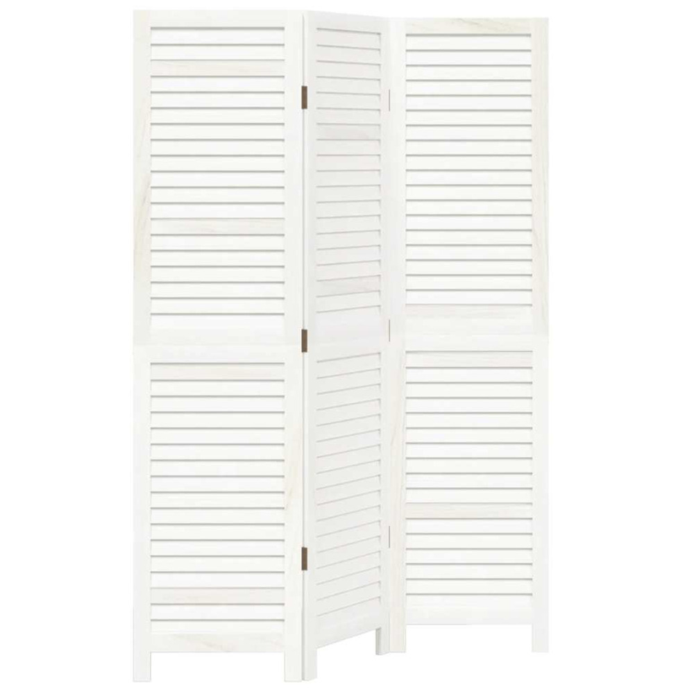 Cloison de séparation 3 panneaux blanc bois de paulownia massif