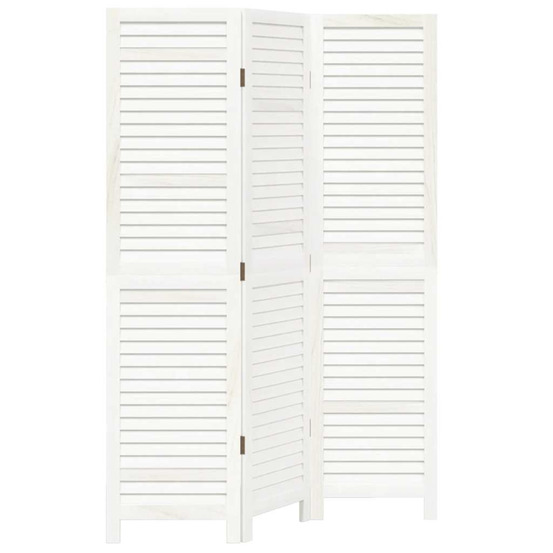 Cloison de séparation 3 panneaux blanc bois de paulownia massif