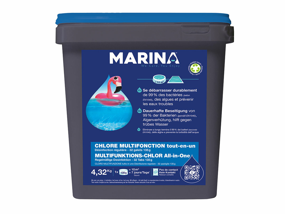 Chlore multifonction galets pour piscine jusqu'à 15 m³ 4,32 kg