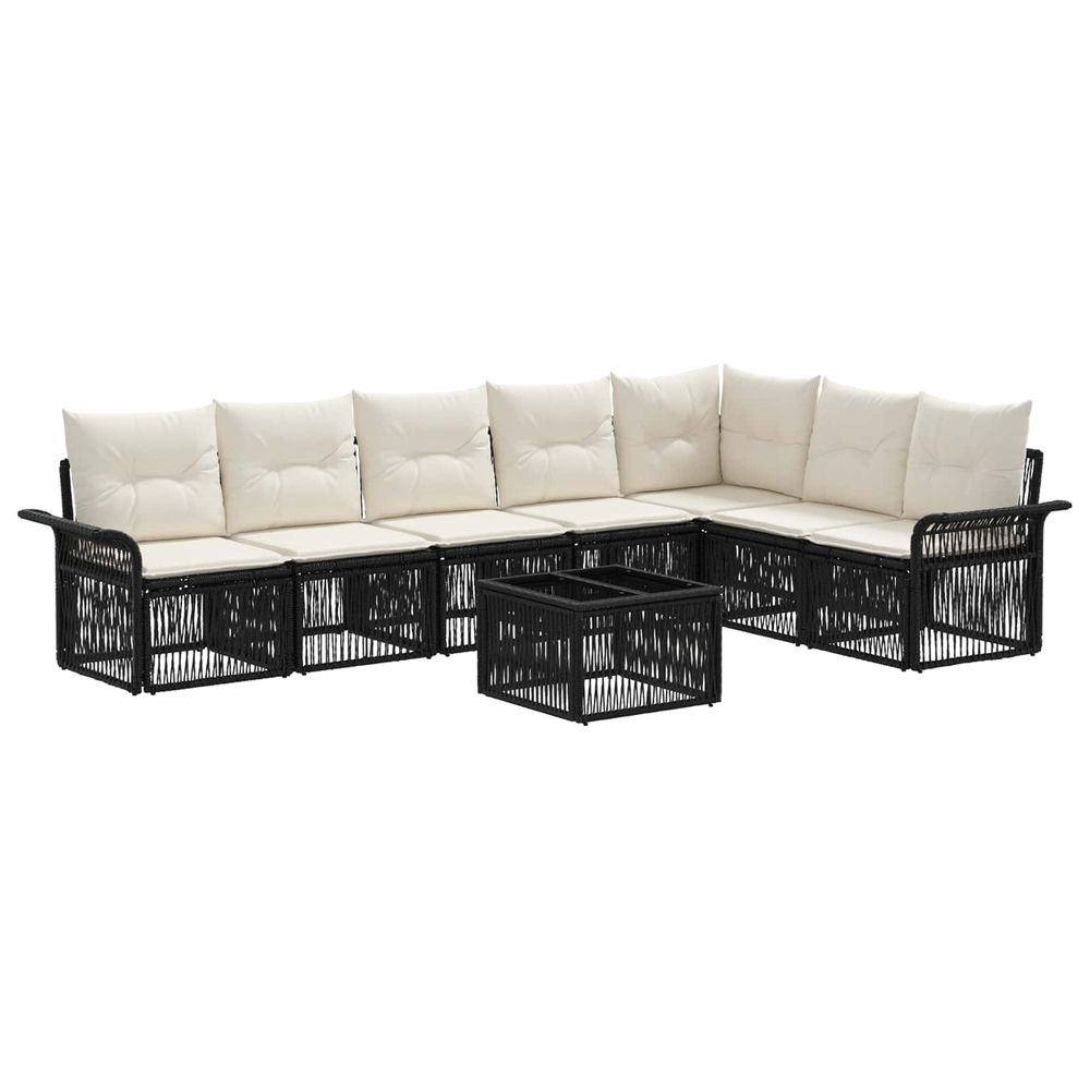 Ensemble de canapé de jardin 8 pc noir polyrotin