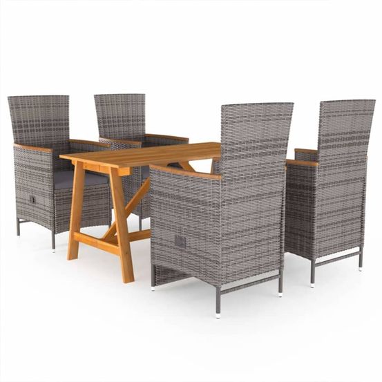 Ensemble à manger de jardin 5 pcs gris