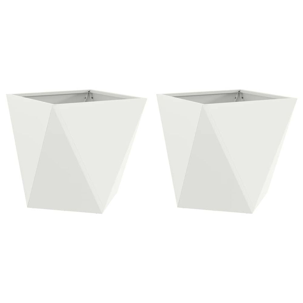 Jardinière 2 pcs blanc 40 x 40 x 40 cm acier