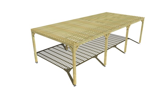 Pergola bois • 9m x 4m • indépendante • sens profondeur • lattage bois • livraison comprise