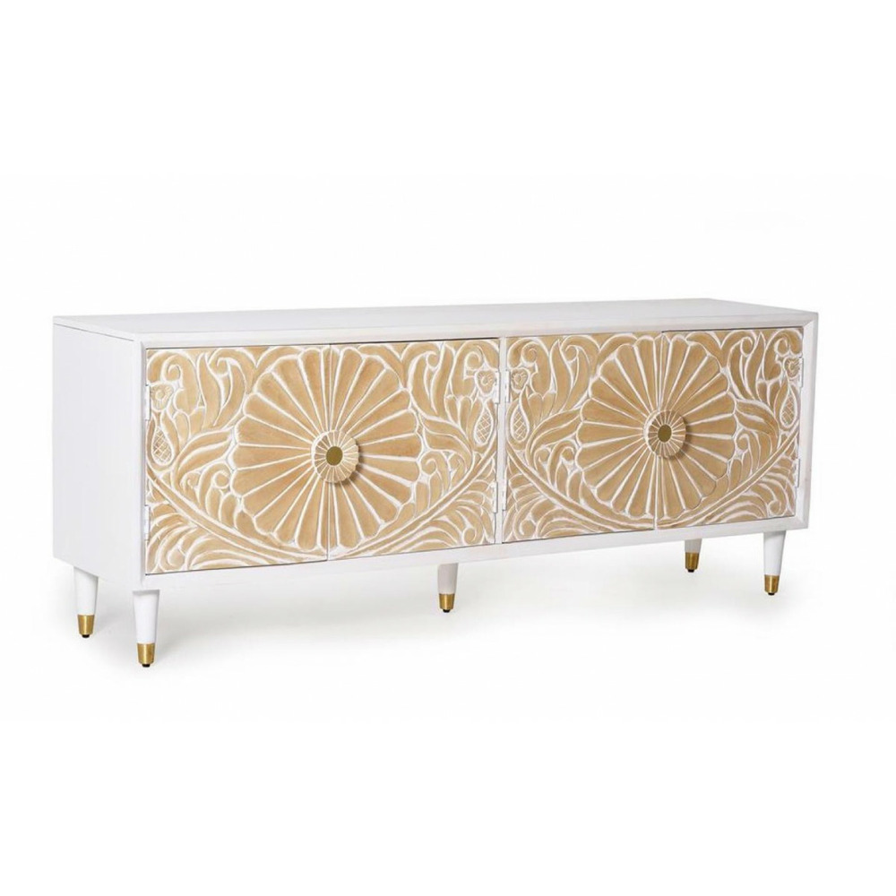 Meuble tv bois blanc - catalina décoration d'autrefois