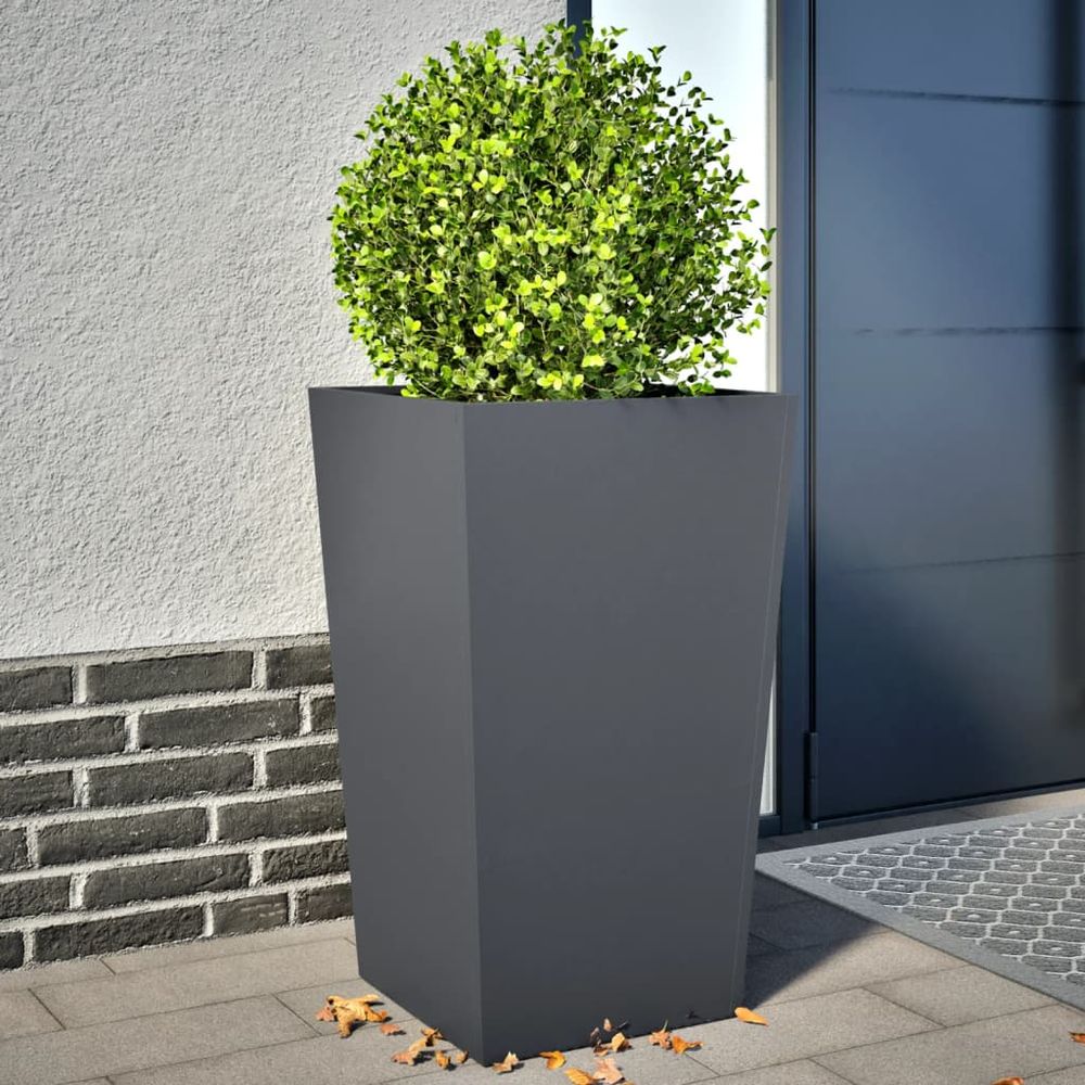 Lot de 2 jardinières hautes acier pour jardin terrasse anthracite 45x75cm
