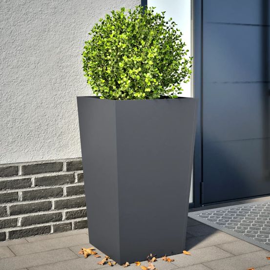 Lot de 2 jardinières hautes acier pour jardin terrasse anthracite 45x75cm