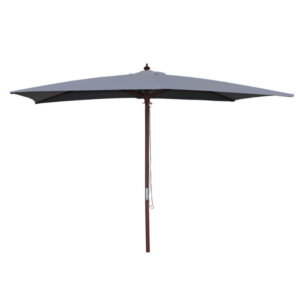 Parasol en bois rectangulaire toile grise pise