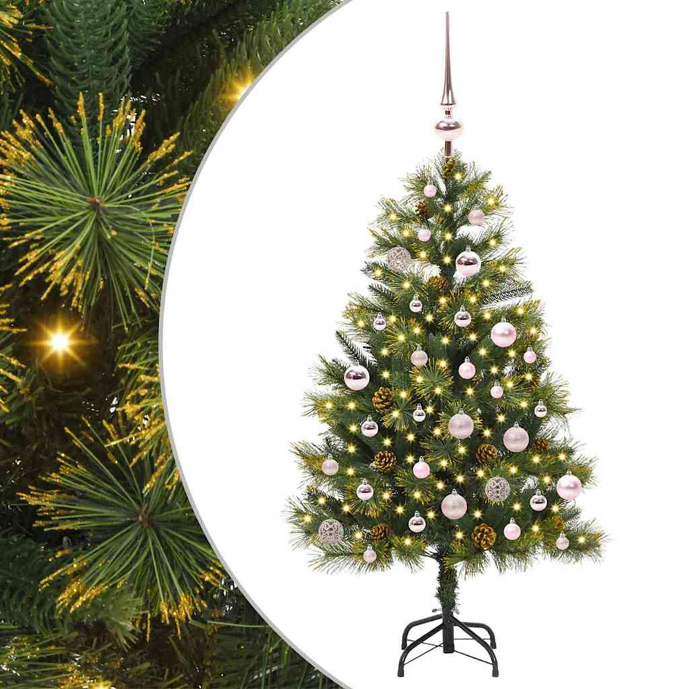 Sapin de noël artificiel avec branches pliables et cônes 150 cm
