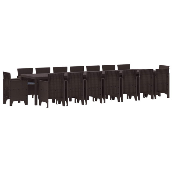 Ensemble de salle à manger de jardin avec coussins 17 pcs pp